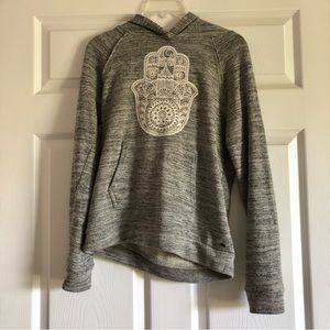 Heathered Gray Front Design Sweatshirt Hoodie